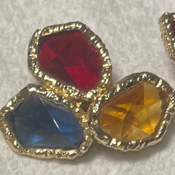 Red Glass & Faux Pearl Fleur-de-lis Goldtone Earrings 205480247662 - Picture 1 of 4